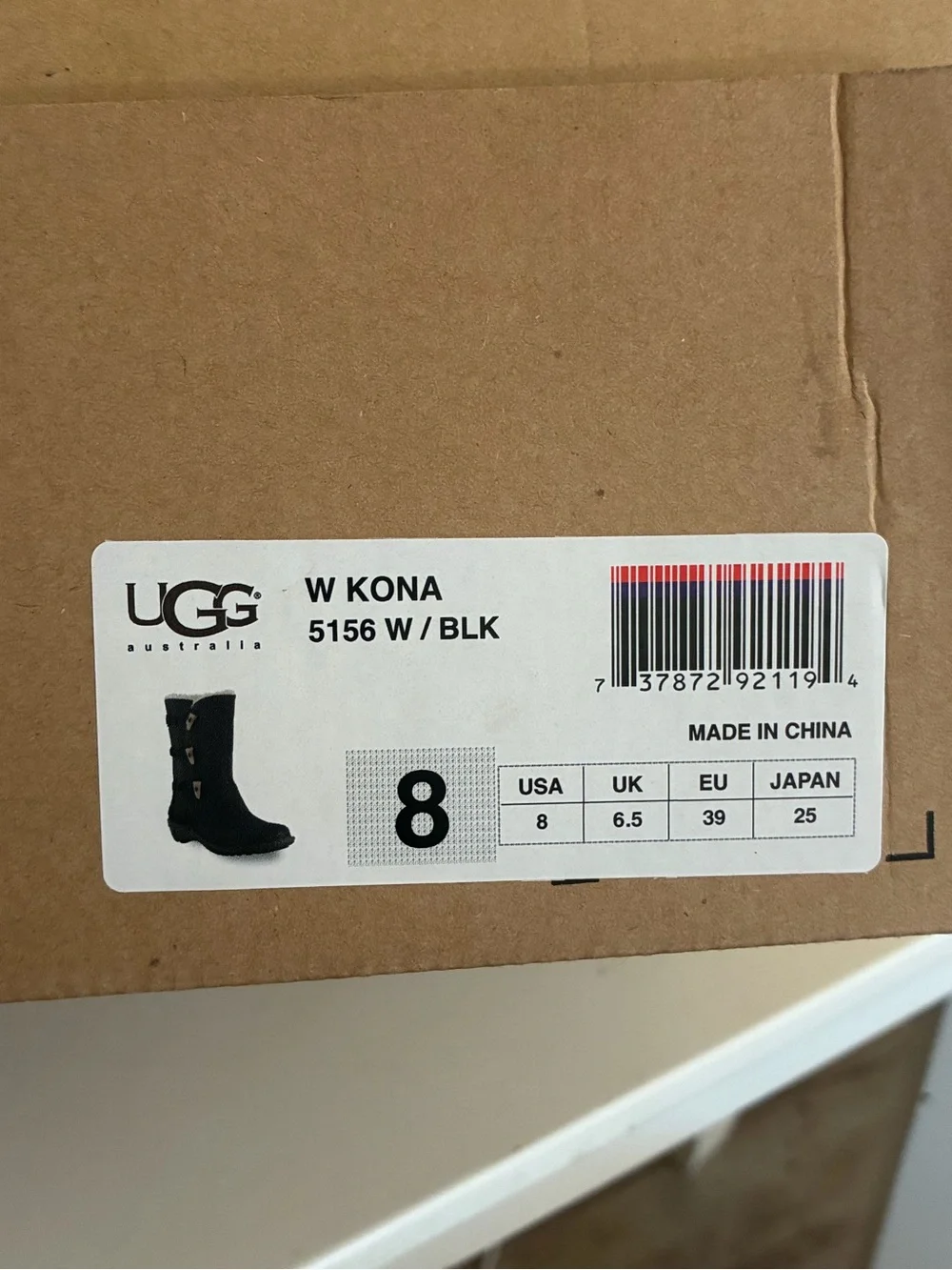 UGG Australia Women’s Black Kona (5156) Boots NEW IN BOX - Size 8